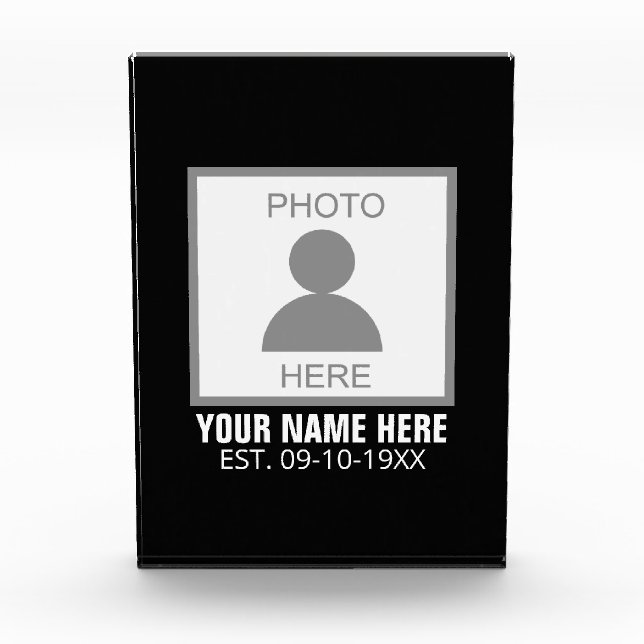 Your Photo Here Name and Age Acrylic Award (Front)