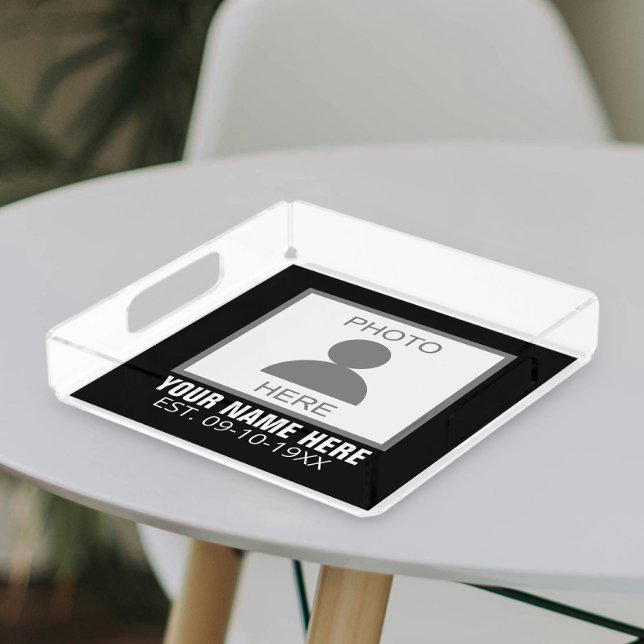 Your Photo Here Name and Age Acrylic Tray (Creator Uploaded)