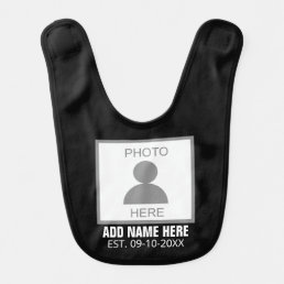 Your Photo Here Name and Age Baby Bib