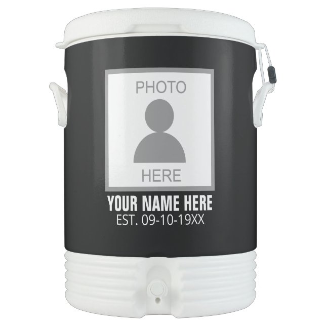 Your Photo Here Name and Age Beverage Cooler (Front)