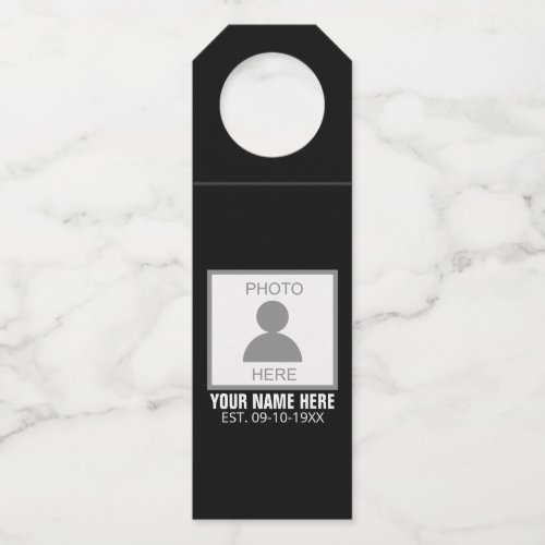 Your Photo Here Name and Age Bottle Hanger Tag