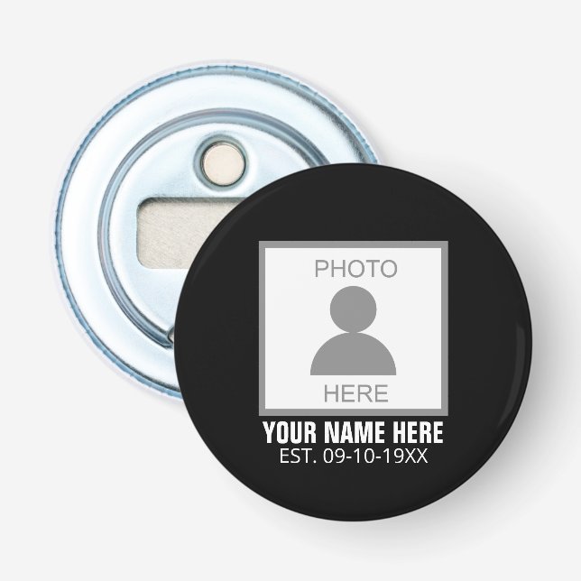 Your Photo Here Name and Age Bottle Opener (Front)