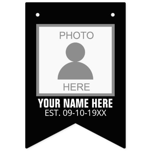Your Photo Here Name and Age Bunting Flags