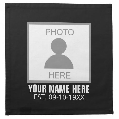 Your Photo Here Name and Age Cloth Napkin