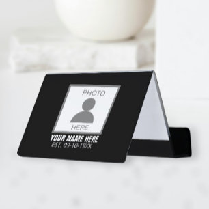 Your Photo Here Name and Age Desk Business Card Holder