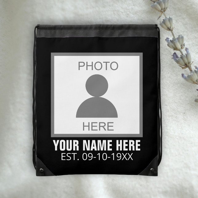 Your Photo Here Name and Age Drawstring Bag (Creator Uploaded)