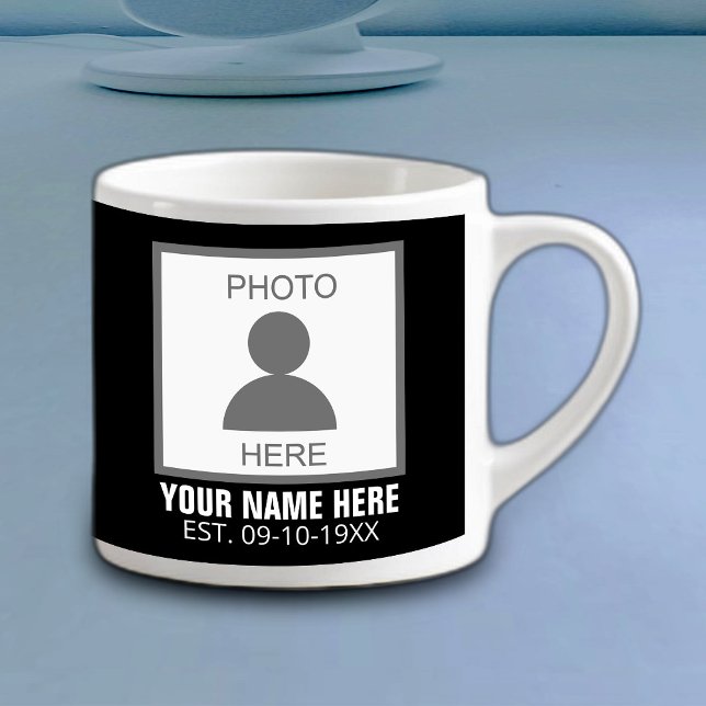 Your Photo Here Name and Age Espresso Cup (Creator Uploaded)