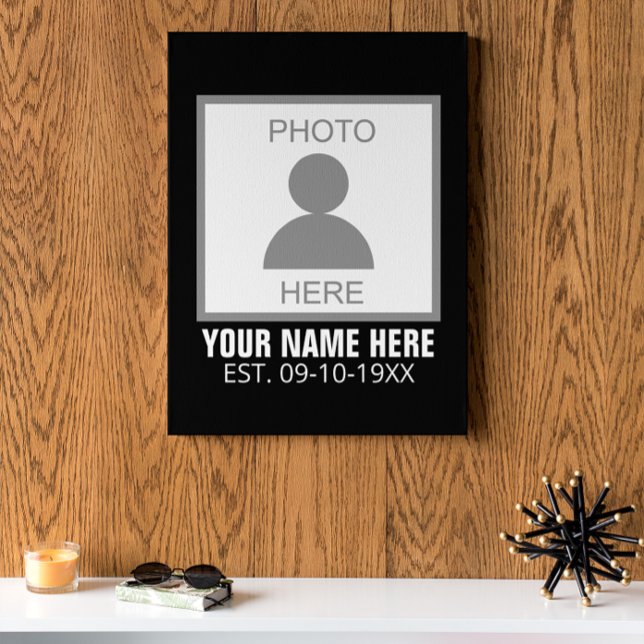 Your Photo Here Name and Age Faux Canvas Print (Creator Uploaded)