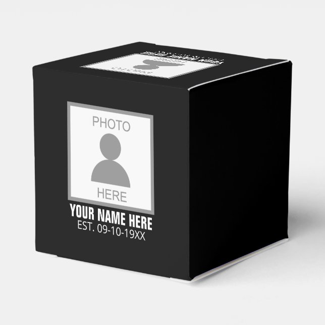 Your Photo Here Name and Age Favor Boxes (Back Side)