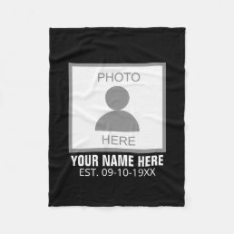 Your Photo Here Name and Age Fleece Blanket