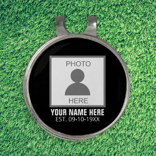 Your Photo Here Name and Age Golf Hat Clip