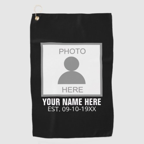 Your Photo Here Name and Age Golf Towel