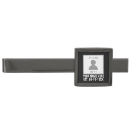 Your Photo Here Name and Age Gunmetal Finish Tie Bar