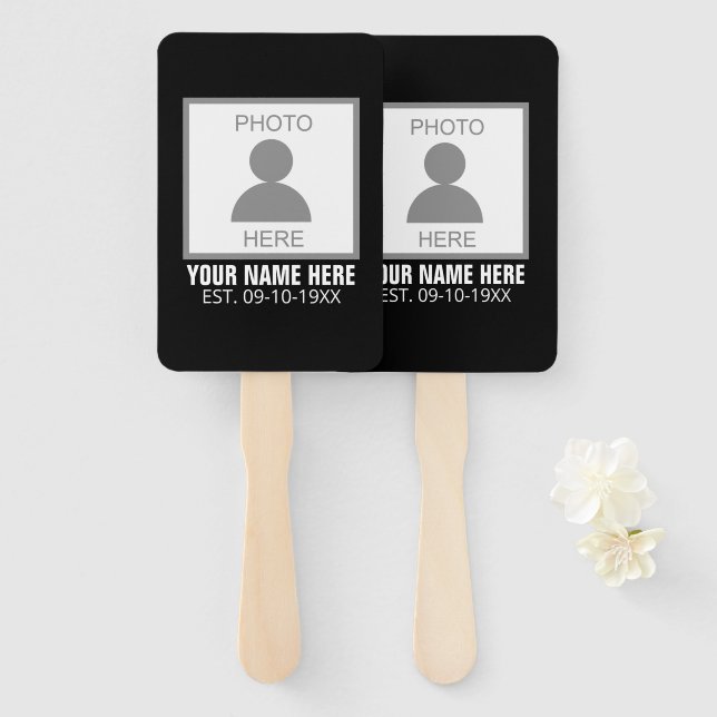 Your Photo Here Name and Age Hand Fan (Front and Back)