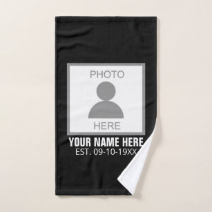 Your Photo Here Name and Age Hand Towel