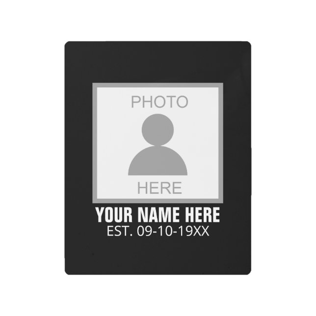 Your Photo Here Name and Age Metal Print (Front)