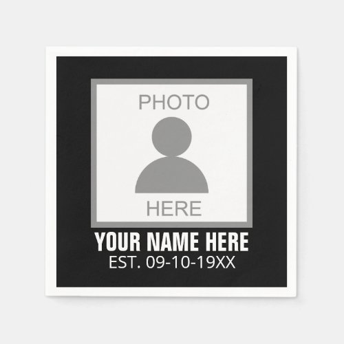 Your Photo Here Name and Age Napkins