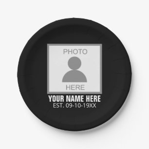 Your Photo Here Name and Age Paper Plates