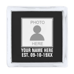 Your Photo Here Name and Age Silver Finish Lapel Pin