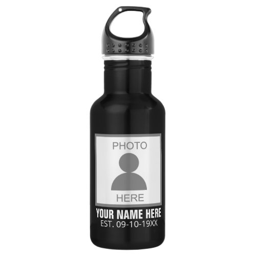 Your Photo Here Name and Age Stainless Steel Water Bottle