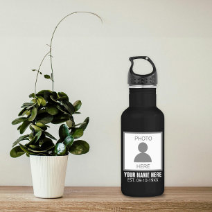Your Photo Here Name and Age Stainless Steel Water Bottle