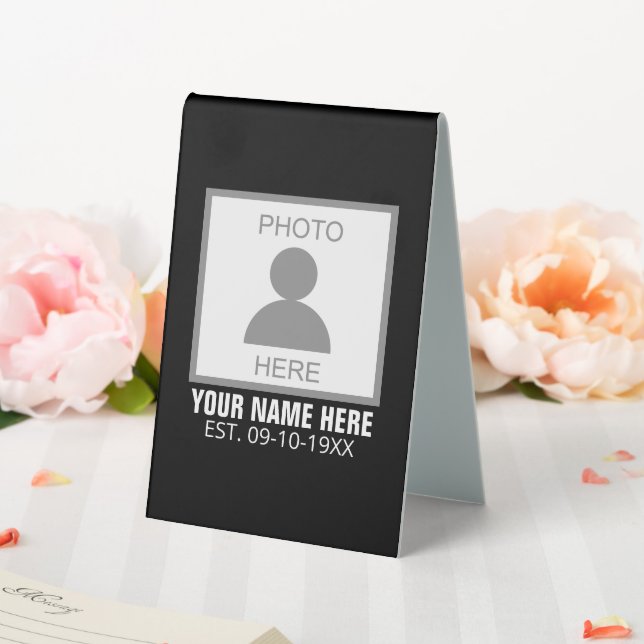 Your Photo Here Name and Age Table Tent (In SItu (Wedding))