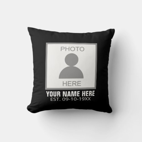 Your Photo Here Name and Age Throw Pillow