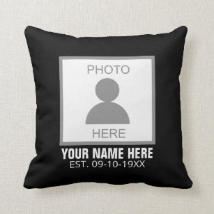 Your Photo Here Name and Age Throw Pillow