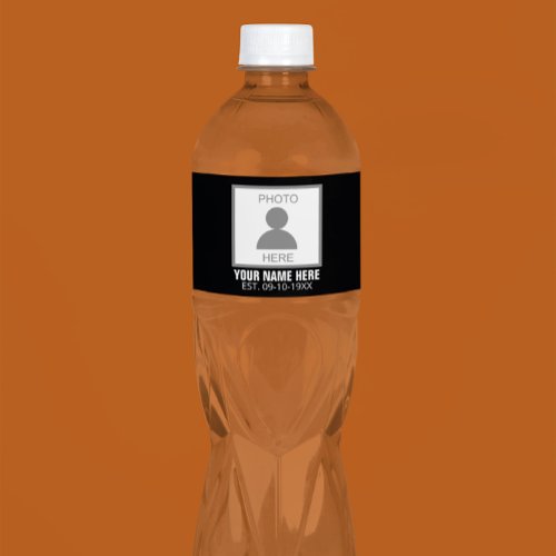 Your Photo Here Name and Age Water Bottle Label