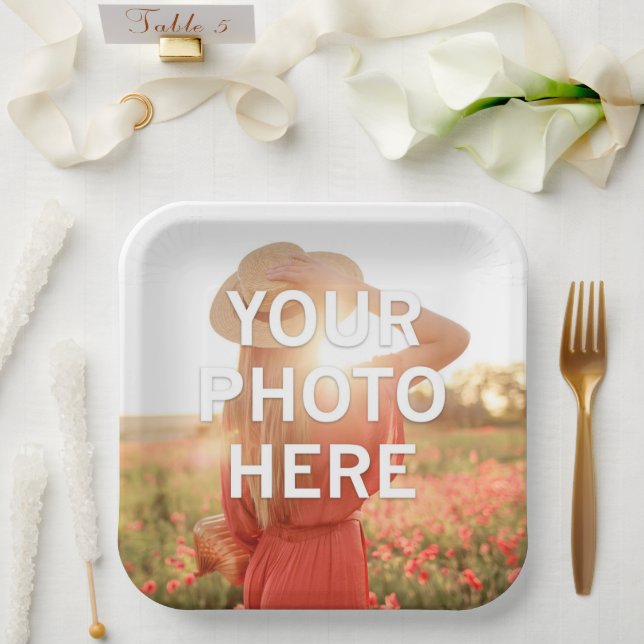 Your Photo Here Paper Plates (Wedding)