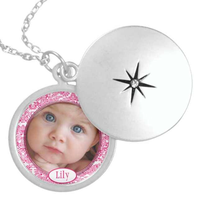 Your Photo Here Personalized With Name and Photo Locket Necklace (Front)