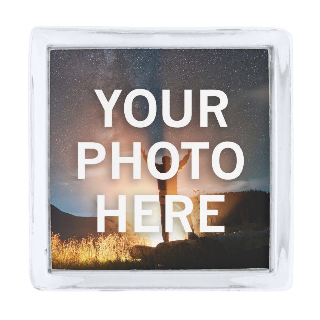 Your Photo Here Silver Finish Lapel Pin (Front)