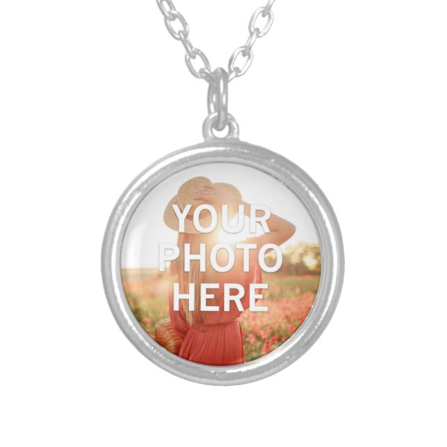 Your Photo Here Silver Plated Necklace (Front)
