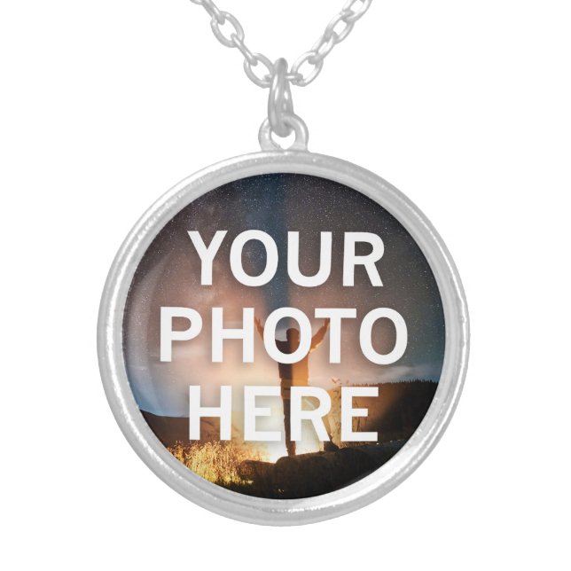 Your Photo Here Silver Plated Necklace (Front)