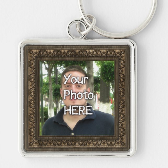 Your Photo Here Wood(Print) Frame Keychain (Front)