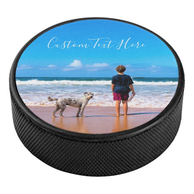 Your Photo Hockey Puck with Custom Text (3/4)