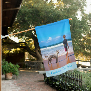 Your Photo House Flag with Custom Text Name