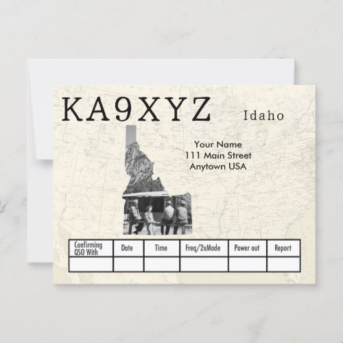 Your Photo Idaho Shaped Cutout Custom QSL Postcard