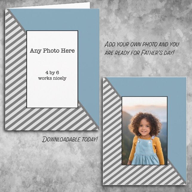 Your photo in a Blue and  Gray Father's Day  Card (Creator Uploaded)