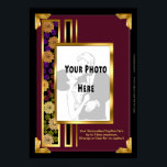 Your Photo in a Burgundy Art Deco Faux Frame Poster<br><div class="desc">This 20"x28" glossy poster template features Leslie Sigal Javorek’s painting of a 1930’s Art Deco style Frame in a rich Burgundy color w/a floral panel & gold accents that incorporates your uploaded photo and personalized caption. What a cool gift for couples prom photo, wedding, anniversary, or for your Selfies to...</div>