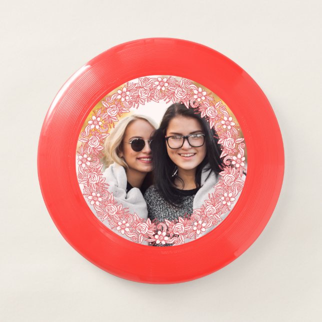 YOUR PHOTO in a Flower Wreath Frame frisbee (Front)