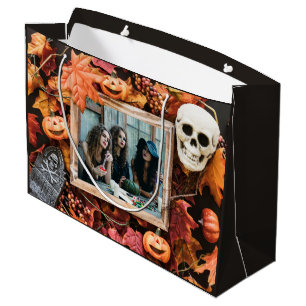 YOUR PHOTO in a Halloween Frame large gift bag