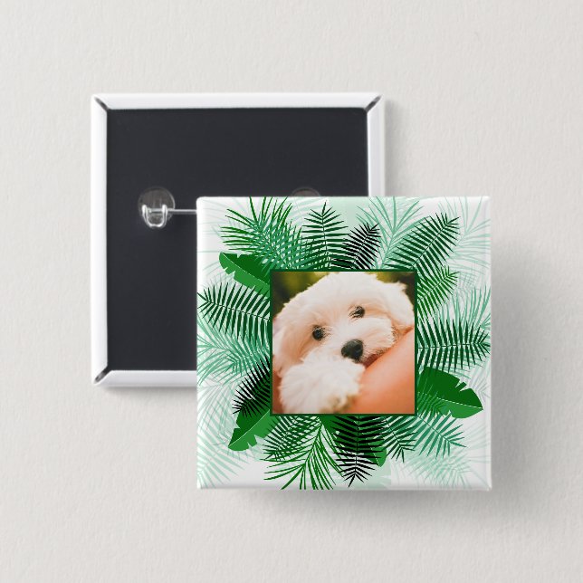 Your Photo in a Palm Leaf Frame custom buttons (Front & Back)