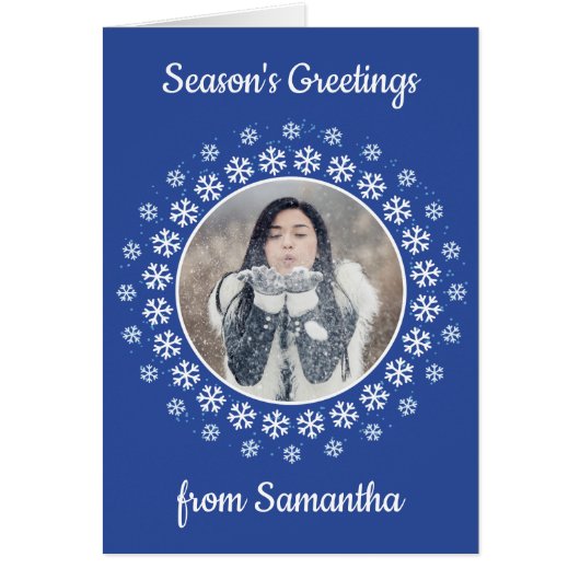 YOUR PHOTO in a Snowflake Frame custom card (Front)