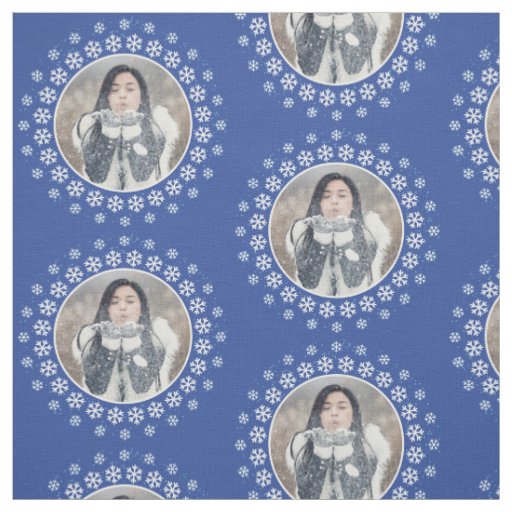 YOUR PHOTO in a Snowflake Frame custom fabric