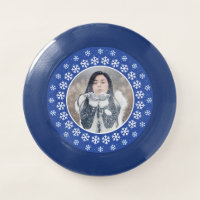 YOUR PHOTO in a Snowflake Frame custom frisbee