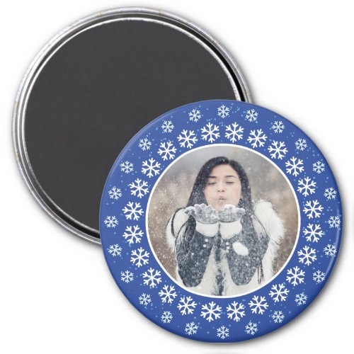YOUR PHOTO in a Snowflake Frame magnet