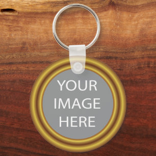 Your photo in elegant gold frame keychain