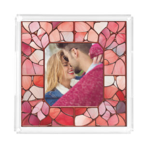 YOUR Photo in Faux Stainless Glass Frame Acrylic Tray