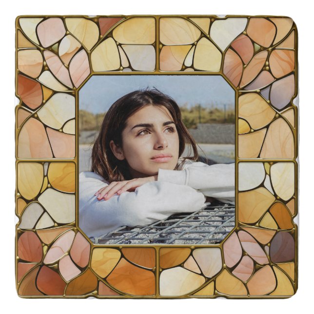 YOUR Photo in Faux Stainless Glass Frame Trivet (Front)